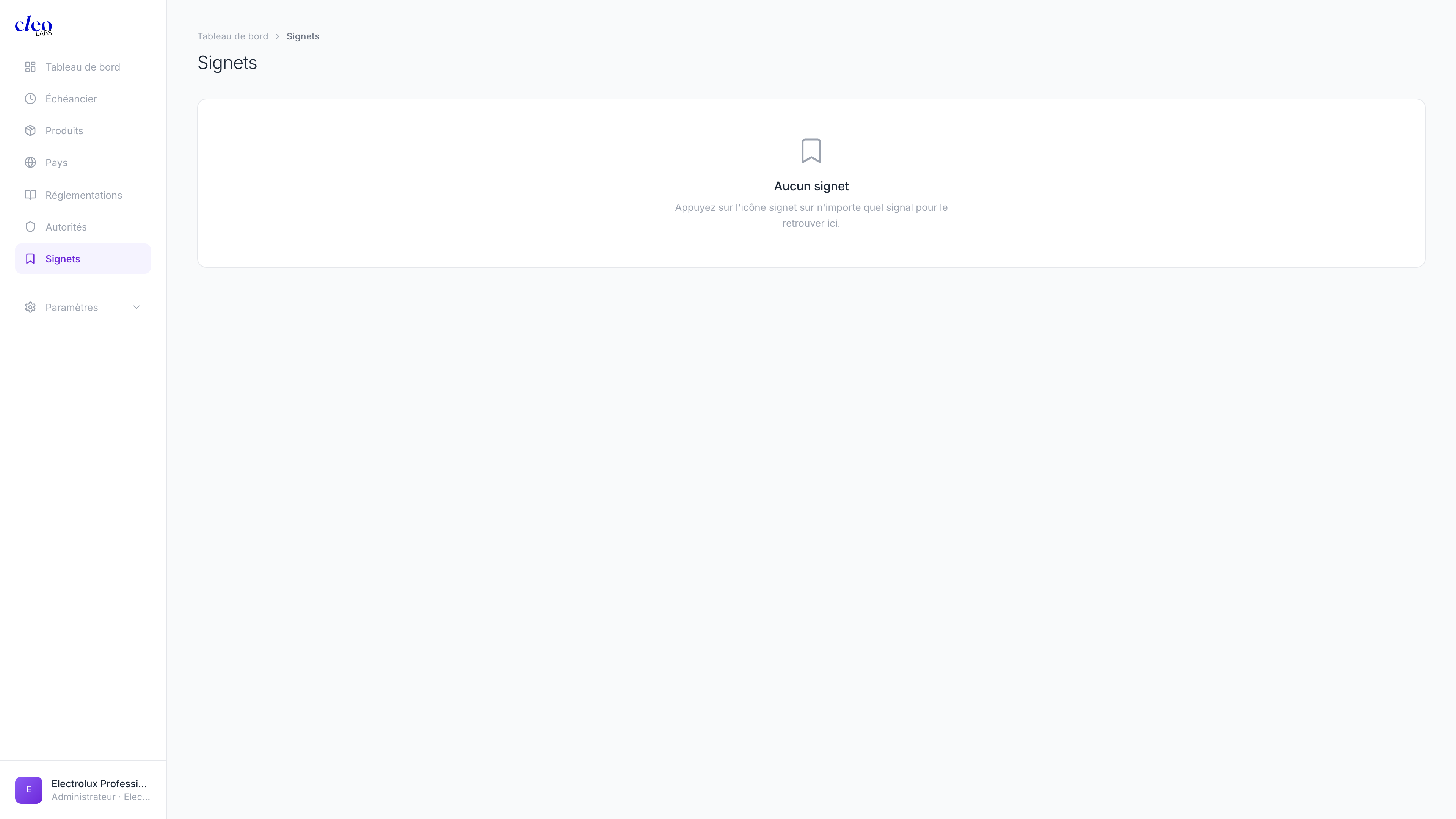 Bookmarks page
