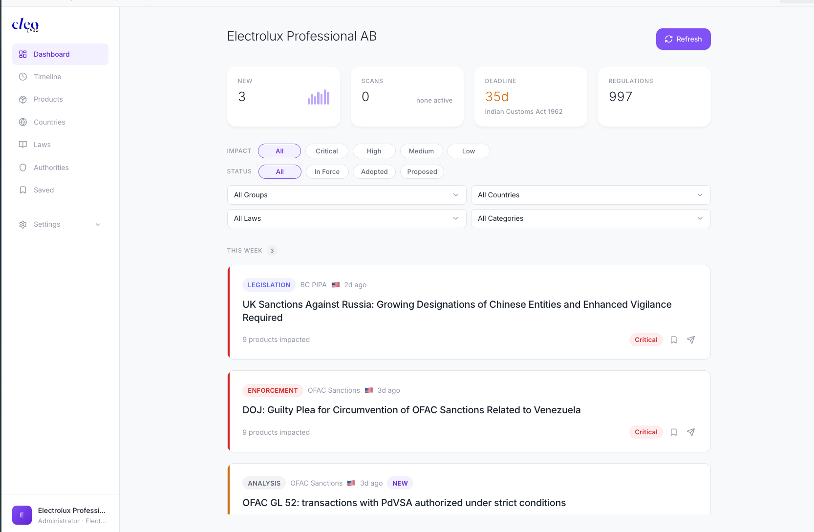 Cleo Comply Dashboard